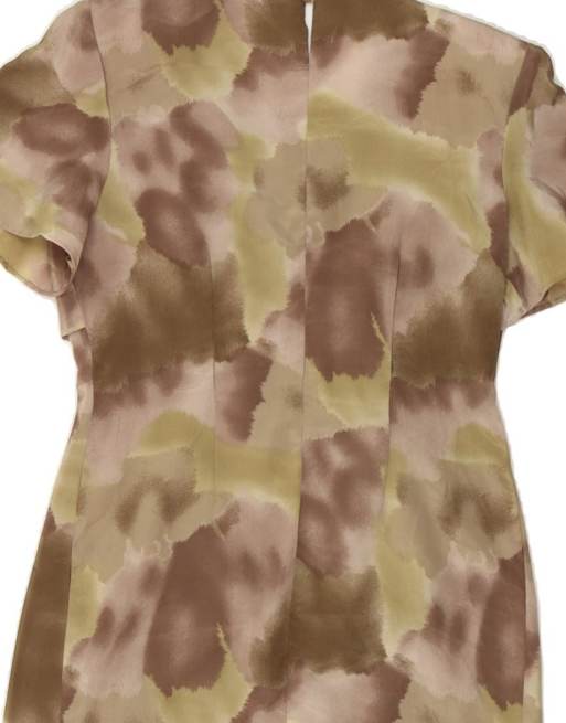 Vintage Sheath Dress UK 12 Medium In Brown Tie Dye, 4 of 4