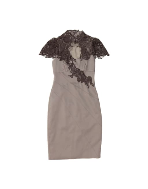 Vintage Sheath Dress UK 8 Small In Grey Floral