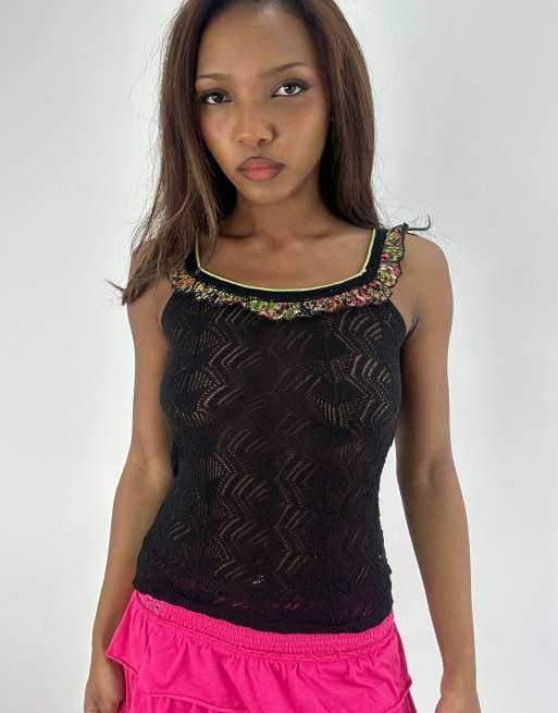 Vintage sheer cami top in black