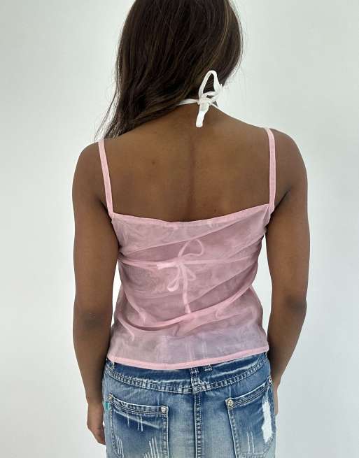 Vintage sheer cami top in pink, 2 of 4