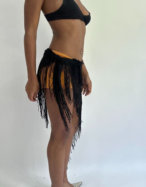Vintage sheer sarong skirt in black, 4 of 4