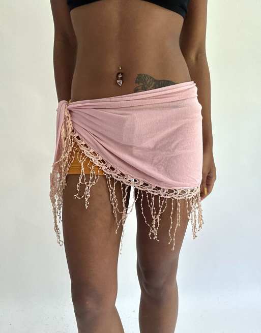 Vintage sheer sarong skirt in pink