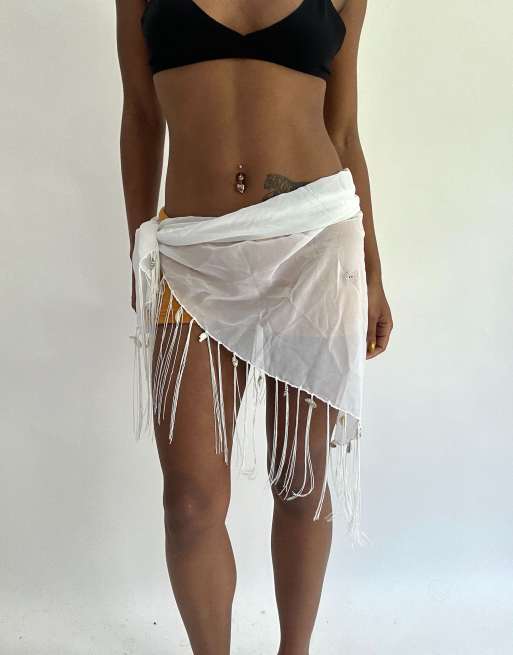 Vintage sheer sarong skirt in white, 1 of 4