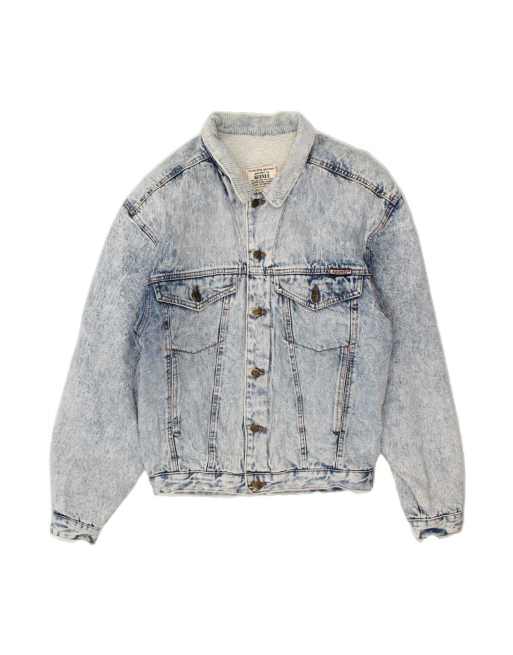 Vintage Sherpa Acid Wash Sherpa Jacket UK 38 Medium In Blue