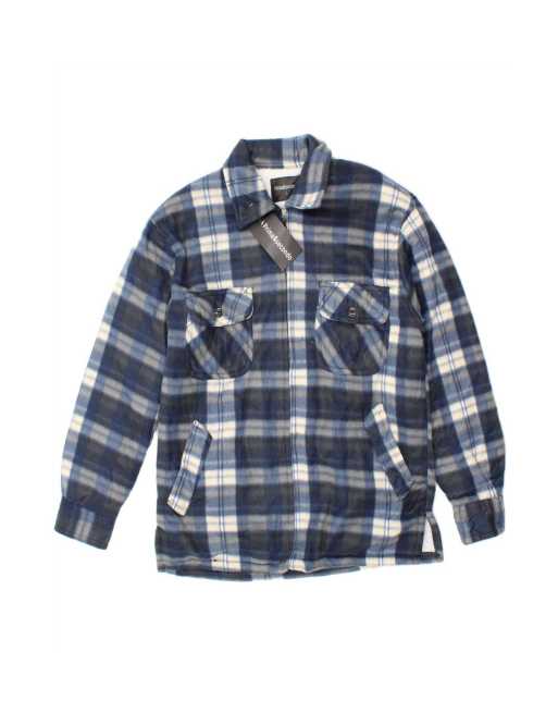 Vintage Sherpa Fleece Jacket UK 40 Large In Blue Check