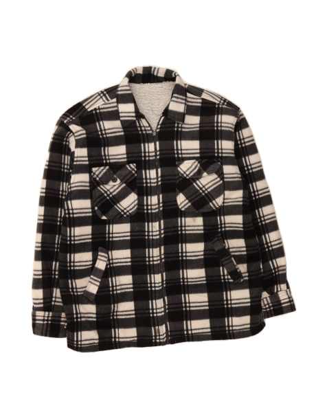 Vintage Sherpa Fleece Jacket UK 42 XL In Black Check - view 1