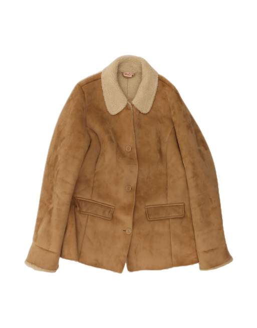 Vintage Sherpa Jacket UK 14/16 Large In Brown