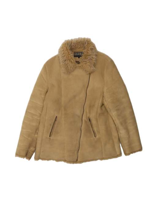 Vintage Sherpa Jacket UK 14 Medium In Beige