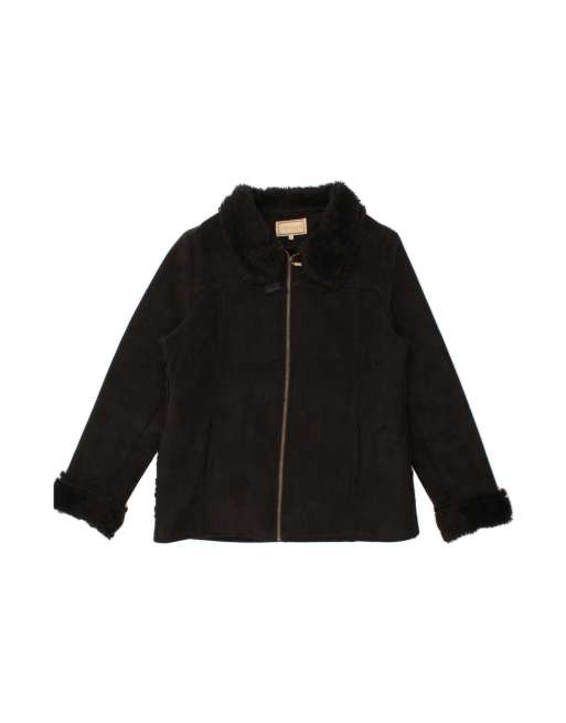 Vintage Sherpa Jacket UK 16 Large In Black