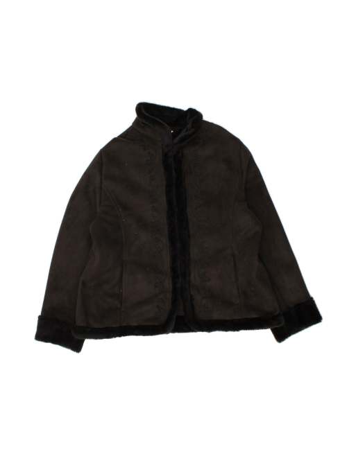 Vintage Sherpa Jacket UK 16 Large In Black