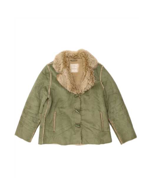 Vintage Sherpa Jacket UK 16 Large In Green
