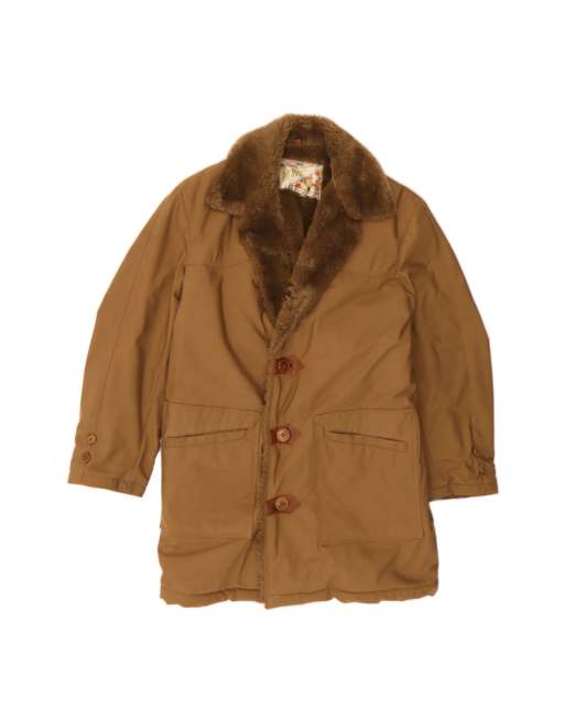Vintage Sherpa Overcoat It 46 Small In Brown