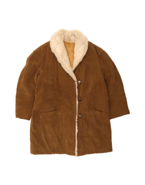 Vintage Sherpa Overcoat It 56 3XL In Brown - view 1