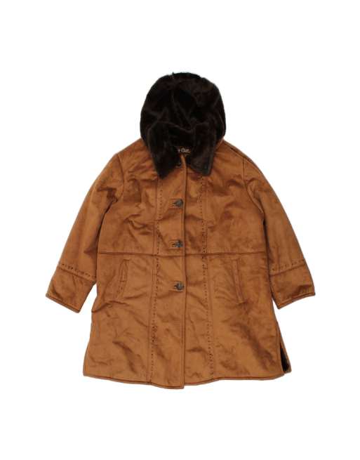 Vintage Sherpa Overcoat UK 20 2XL In Brown