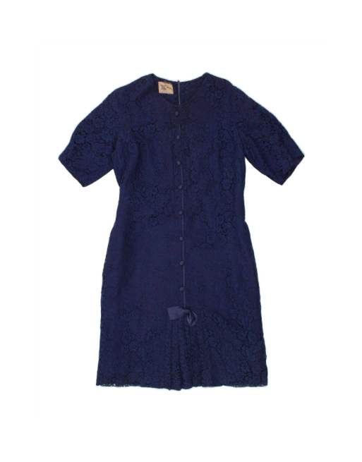 Vintage Shift Dress UK 16 Large In Blue Floral