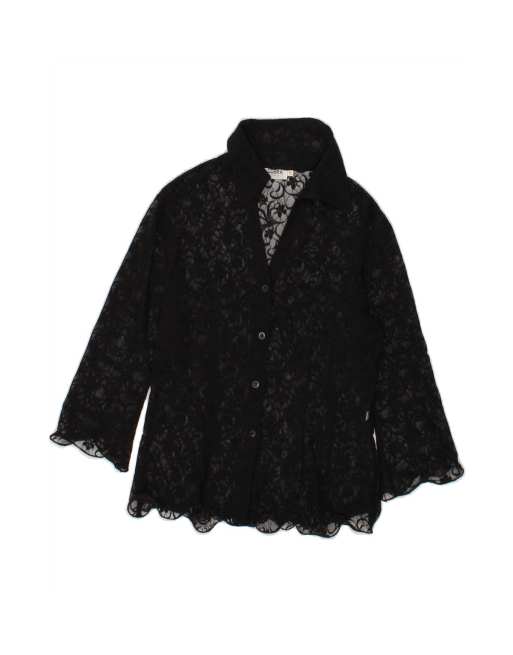 Vintage Shirt Blouse It 46 Large In Black Floral