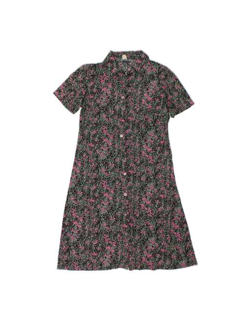 Vintage Shirt Dress EU 36 Small In Black Floral