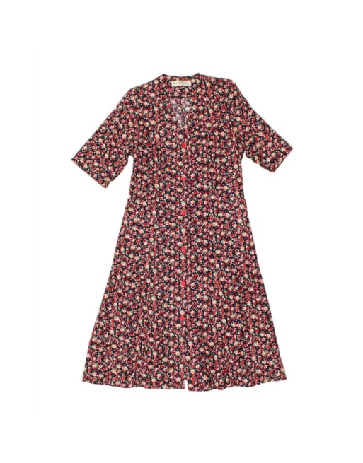 Vintage Shirt Dress UK 12 Medium In Blue Floral