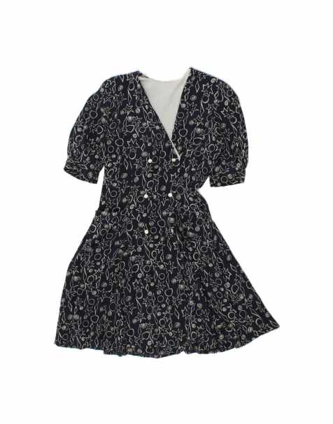 Vintage Shirt Dress UK 12 Medium In Blue Floral - view 1