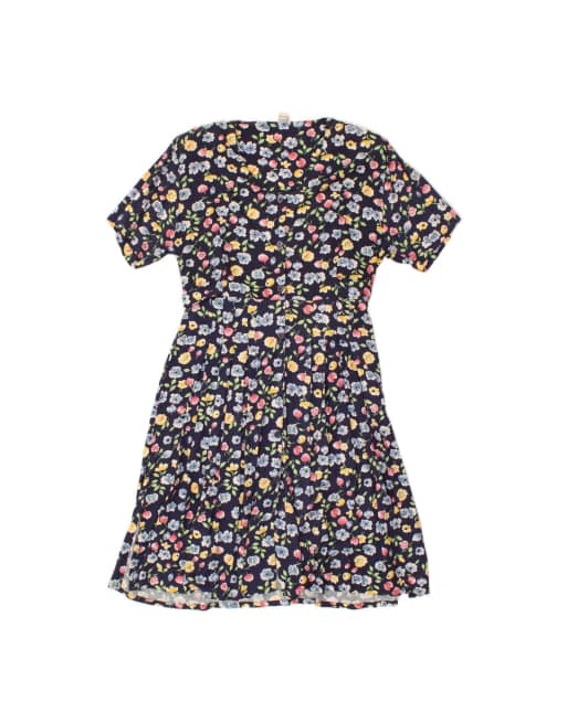 Vintage Shirt Dress UK 14 Medium In Blue Floral