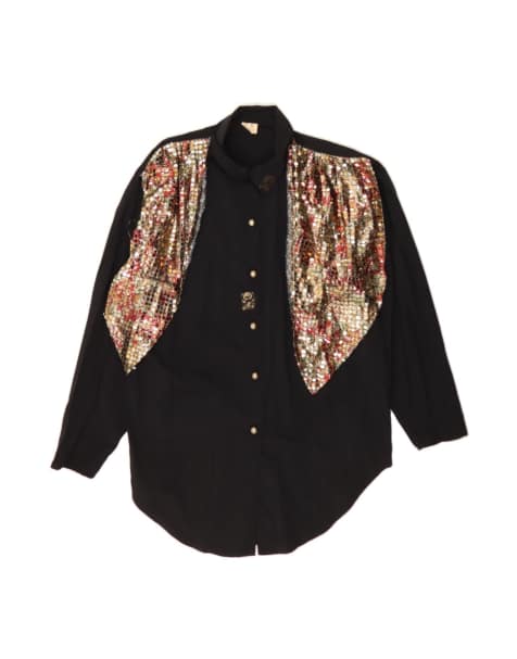 Vintage Shirt Dress UK 16 Large In Black - view 1