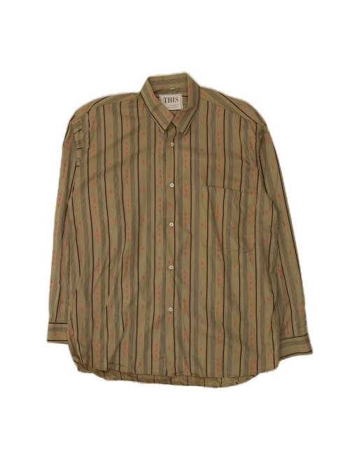 Vintage Shirt Large In Khaki Striped