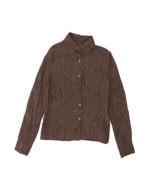 Vintage Shirt UK 14 Large In Brown Striped - view 1