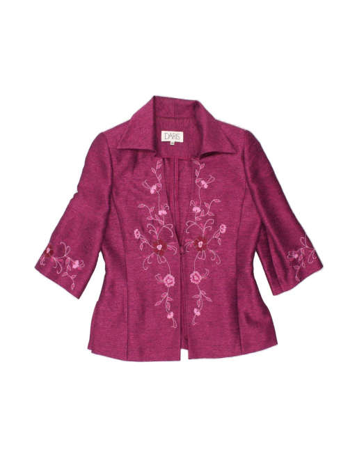 Vintage Short Sleeve 1 Button Blazer Jacket EU 40 Medium In Burgundy