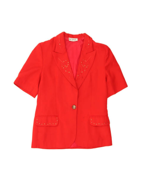Vintage Short Sleeve 1 Button Blazer Jacket UK 12 Medium In Red - view 1