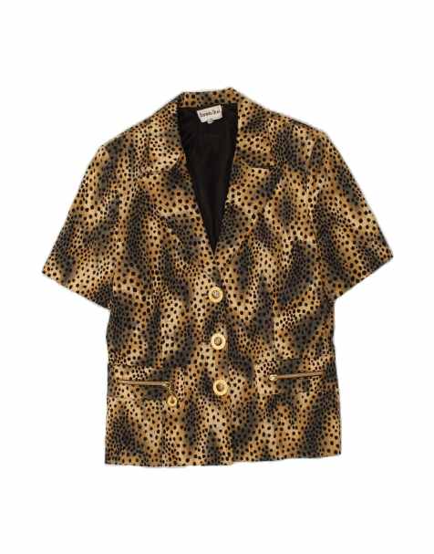 Vintage Short Sleeve 3 Button Blazer Jacket It 46 Large In Brown - view 1
