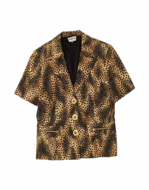 Vintage Short Sleeve 3 Button Blazer Jacket It 46 Large In Brown
