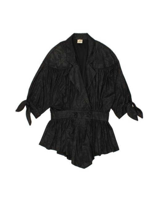Vintage Short Sleeve Blazer Jacket It 40 Small In Black