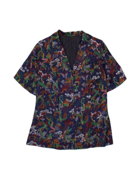 Vintage Short Sleeve Blazer Jacket UK 12 Medium In Blue Floral - view 1