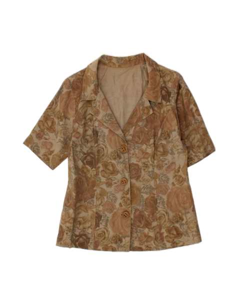 Vintage Short Sleeve Blazer Jacket UK 12 Medium In Brown Floral - view 1