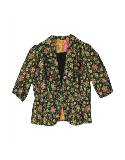 Vintage Short Sleeve Blazer Jacket UK 16 Large In Green Paisley - view 1