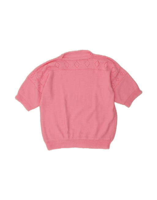 Vintage Short Sleeve Boat Neck Jumper Sweater UK 14 Large In Pink