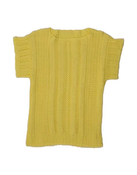 Vintage Short Sleeve Boat Neck Jumper Sweater UK 14 Medium In Yellow - view 1