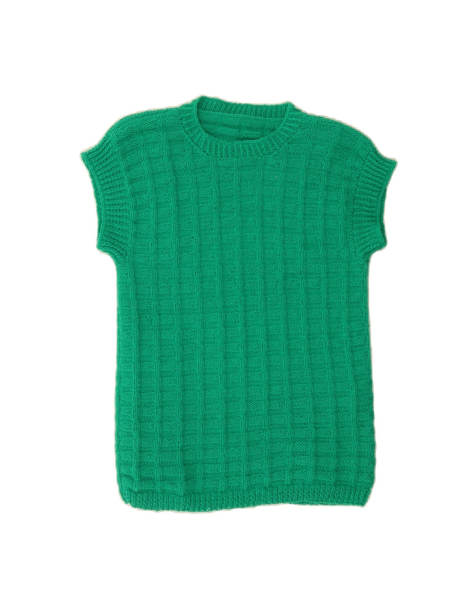 Vintage Short Sleeve Boat Neck Jumper Sweater UK 8 Small In Green - view 1