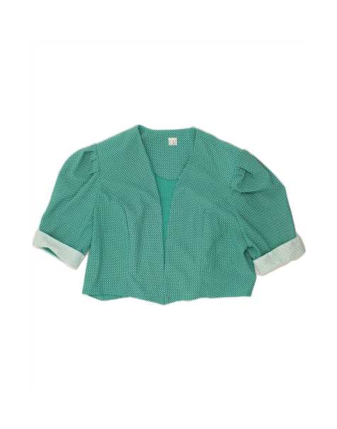 Vintage Short Sleeve Bolero Jacket UK 16 Large In Green Spotted - view 1