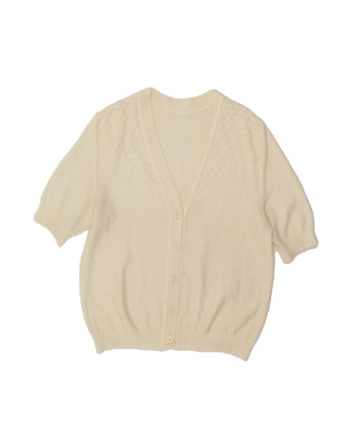 Vintage Short Sleeve Cardigan Sweater It 48 XL In Off In White