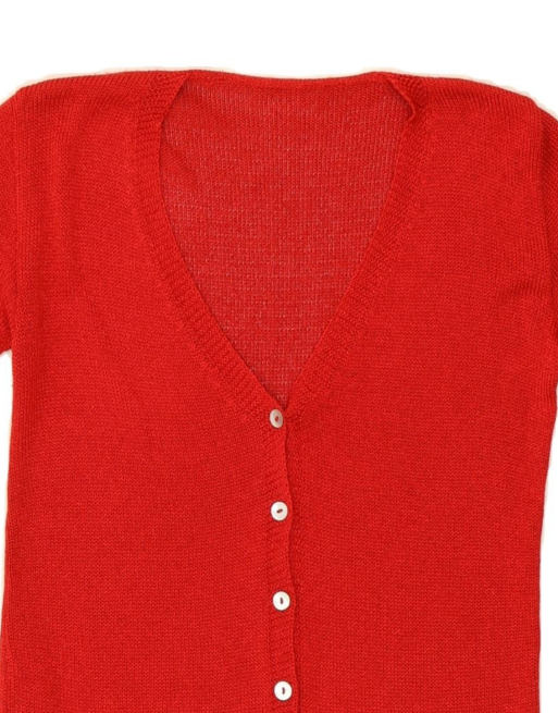 Vintage Short Sleeve Cardigan Sweater UK 12 Small In Red, 3 of 4