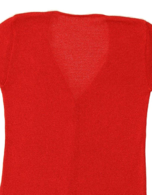 Vintage Short Sleeve Cardigan Sweater UK 12 Small In Red, 4 of 4