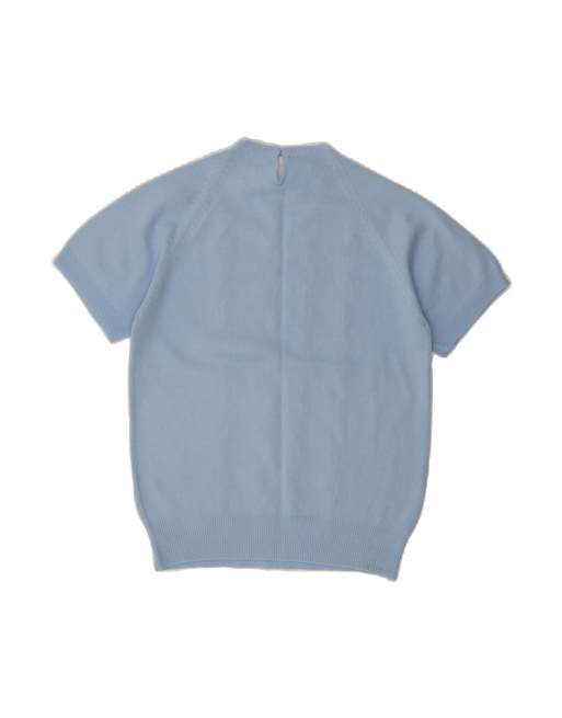 Vintage Short Sleeve Crew Neck Jumper Sweater UK 10 Small In Blue, 2 of 4