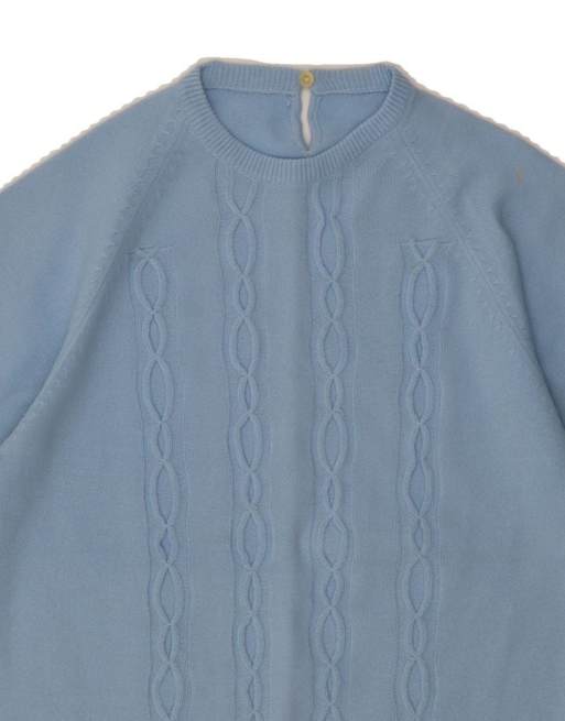 Vintage Short Sleeve Crew Neck Jumper Sweater UK 10 Small In Blue, 3 of 4