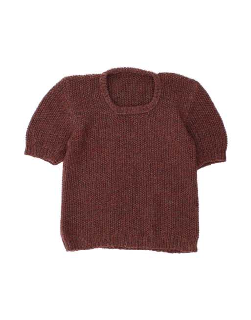 Vintage Short Sleeve Crew Neck Jumper Sweater UK 12 Medium In Brown