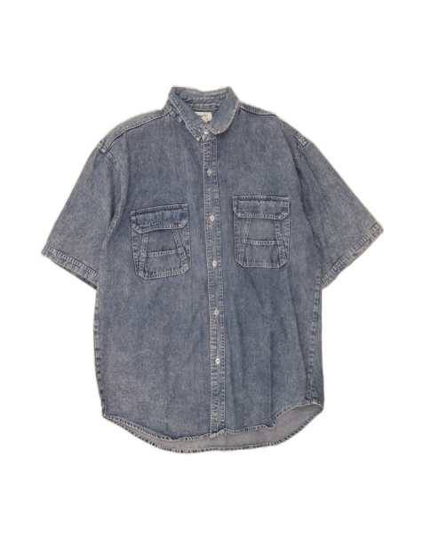Vintage Short Sleeve Denim Shirt Large In Blue - view 1