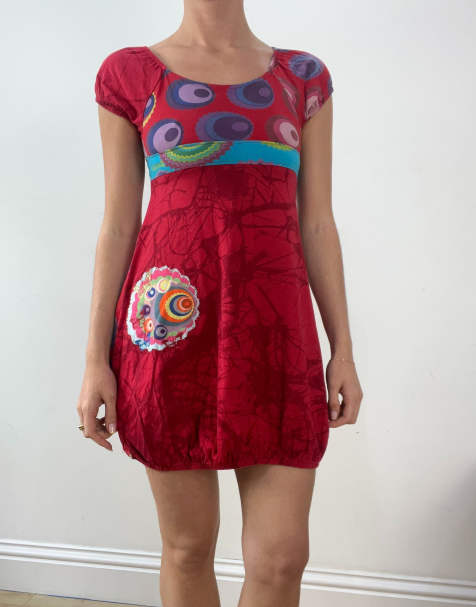 Vintage short sleeve dress in red - view 1