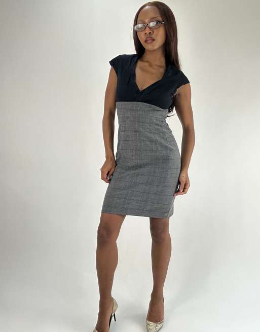 Vintage short sleeve mini dress in grey