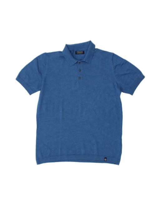 Vintage Short Sleeve Polo Neck Jumper Sweater It 56 2XL In Blue