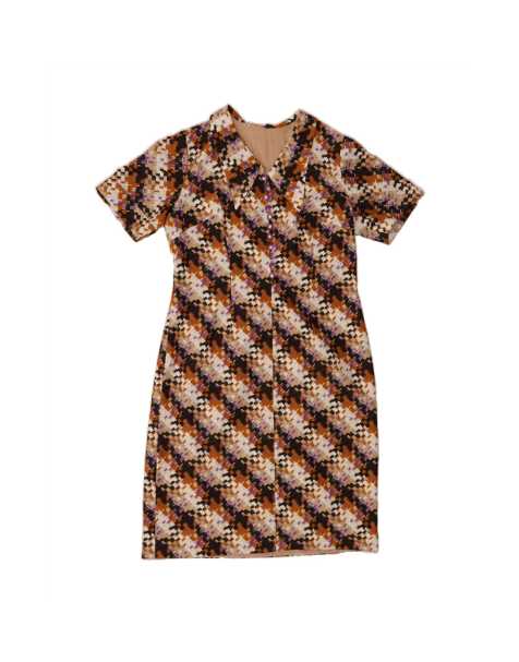 Vintage Short Sleeve Sheath Dress UK 14 Medium In Multicoloured - view 1
